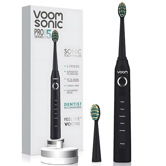 Voom Sonic Pro 5 Electric Toothbrush for Adults - Ultrasonic Electric Toothbrushes with Replacment Brush Head, Dentist Recommended Power Sonic Toothbrush with 5 Modes