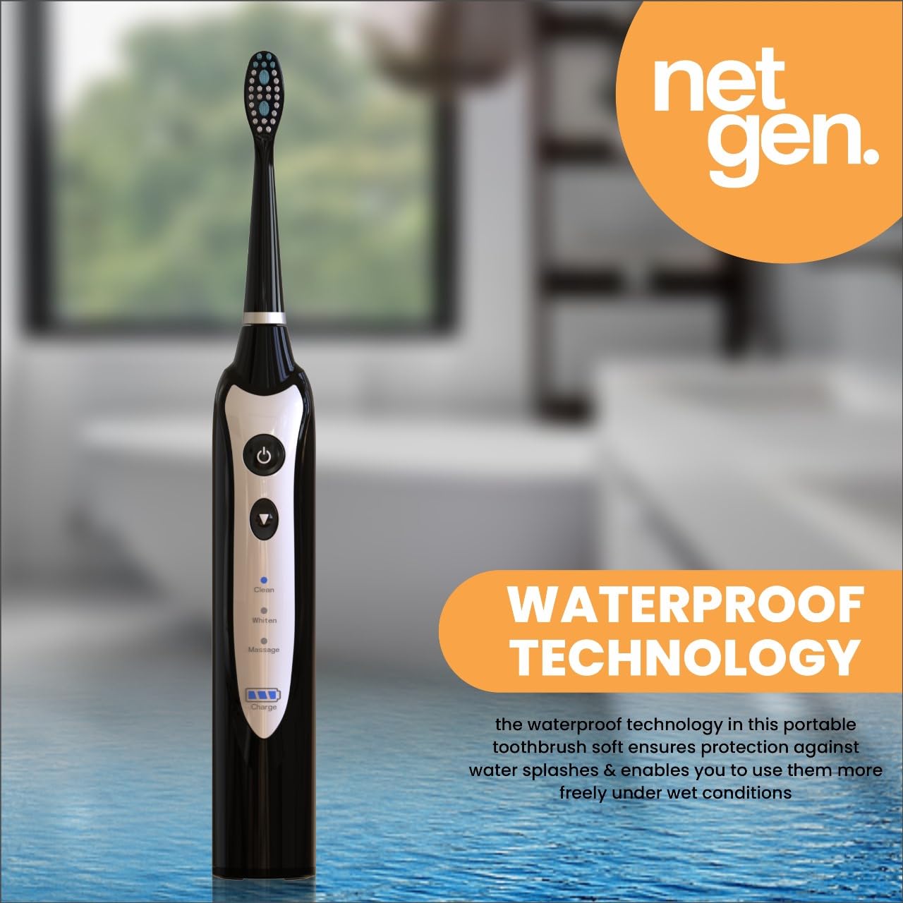 Sonic Electric Toothbrush for Adults with 5 Toothbrush Replacement Heads, 3 Brushing Modes & 2 Minutes Built-in Timer, Travel Toothbrushes with Inductive Charging, Rechargeable toothbrush | Black