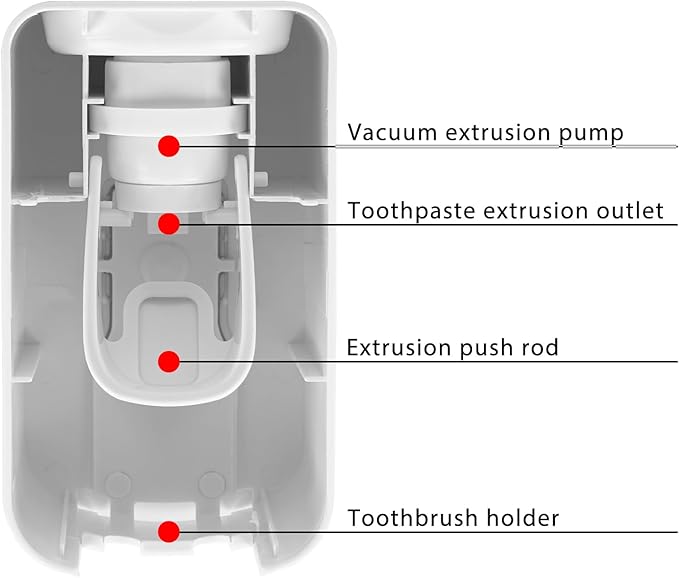 2 Slot Plastic Toothbrush Holder and Toothpaste Dispenser Wall Mounted, Automatic Toothpaste Squeezer, 2 in 1 Tooth Brush Toothpaste Organizer for Shower (White)
