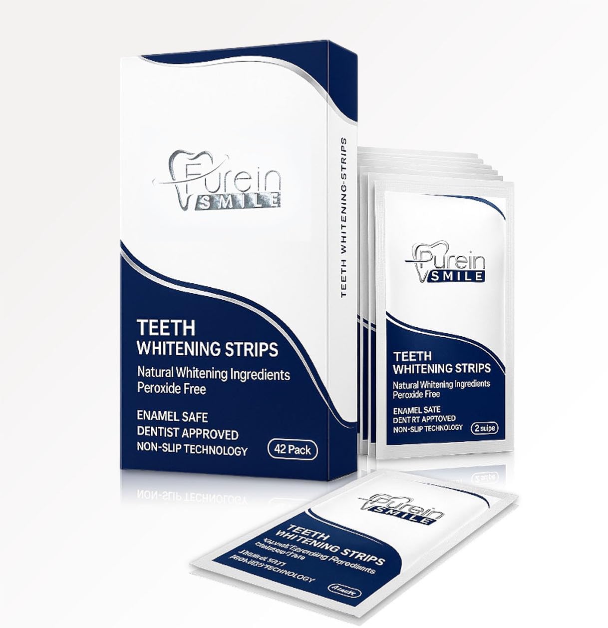 Teeth Whitening Strips, Mint Flavour Whitening Strips with Peroxide Free Formula -Gentle Dental Care & Fresh Breath - Pack of 42(21days Treatments)