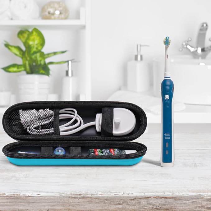 Nincha EVA Electric Toothbrush Case - Durable Hard Shell Travel Case with Mesh Pocket - Fits Most Powered Toothbrush Products (Blue)