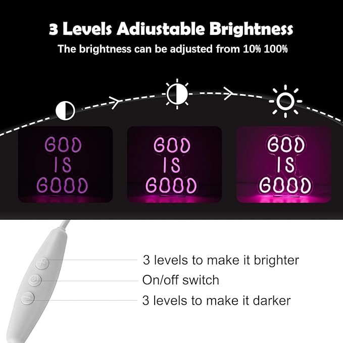 God is Good Neon Light ，Preppy Christian Decor Neon Sign