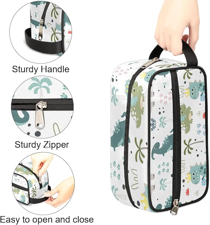 Kids Toiletry Bag for Boys Girls,Cute Dinosaur Travel Hanging Wash Bag Small Makeup Organizer Cosmetic Bag for Women Traveling Toiletries with Handle
