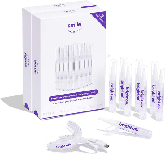 SmileDirectClub Teeth Whitening Kit with LED Light - 8 Pack Gel Pens - Professional Strength Hydrogen Peroxide