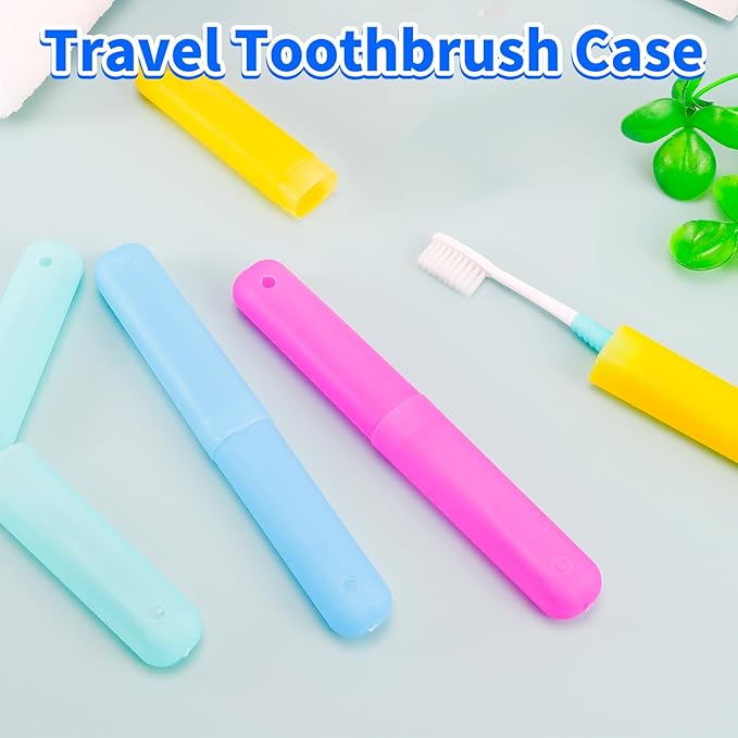 24 PCS Toothbrush Case Set,Travel Toothbrush Case,Plastic Portable Toothbrush Holder,Dust-proof Toothbrush Box Storage,Toothbrushes Carrier for Traveling,Bathroom,School,Home, Camping,6 Colors
