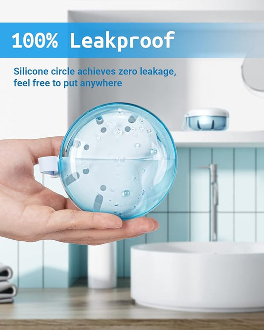 Denture Bath Case, Denture Cup, Leak Proof Portable Retainer Case, Denture Cleaning Kit with Cleaner Brush, Denture Box with Strainer & Mirror, Denture Case for Aligner Retainer Mouth Guard (Blue)