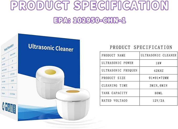 Portable Ultrasonic Retainer Cleaner,Cleans with just water,42kHz Mini Cleaning Machine for all Dental Appliances,Jewelry,Diamonds,Aligner,Whitening Trays,Night Dental Mouth Guard((2025Upgraded))