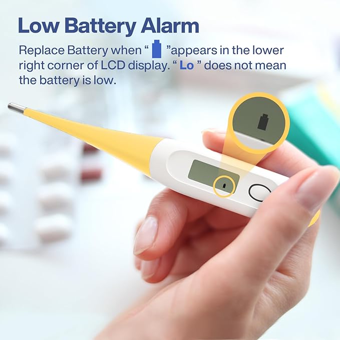 Boncare 10 Seconds Digital Thermometer for Adults and Kids - Accurate & Safe Rectal Thermometer for Baby with Fever Alarm, Oral Thermometer (Yellow)