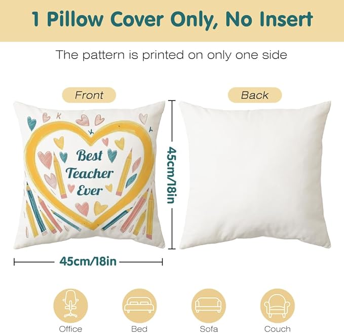 Cirzone Teacher Gifts for Women -18x18Inch Throw Pillow Cover Unique Best Teacher Gifts with Gift Box Perfect Birthday Teacher Thanksgiving Gifts for Home Sofa Decor