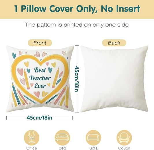 Cirzone Teacher Gifts for Women -18x18Inch Throw Pillow Cover Unique Best Teacher Gifts with Gift Box Perfect Birthday Teacher Thanksgiving Gifts for Home Sofa Decor