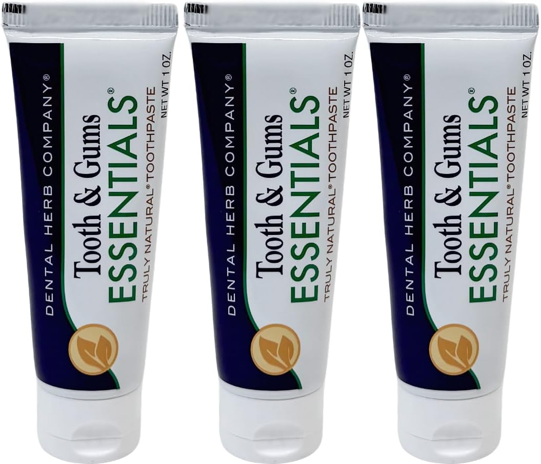 Dental Herb Company - Travel Toothpaste 1oz, (3 Pack) Truly Natural Fluoride-Free and SLS-Free - Superior Defense Against Bleeding and Irritated Gums, Dry Mouth and Mouth sores.