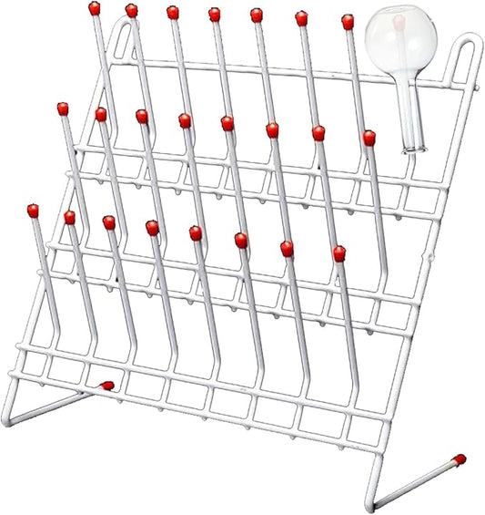 Lab Drying Rack 55 Pegs Lab Glassware Rack Steel Wire Glassware Drying Rack Free-Standing Tube Drying Draining Rack for School Laboratory Utensils (24 pegs)