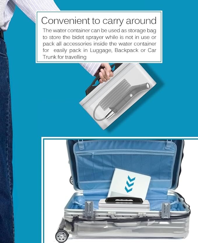 2Clean Portable Bidet, Portable Bidet for Travel, Travel Bidet Portable Sprayer, Portable Bidet for Women, Bidet Portable for Personal Care, Portable Bidet for Toilet, Electric Portable Bidet for Men