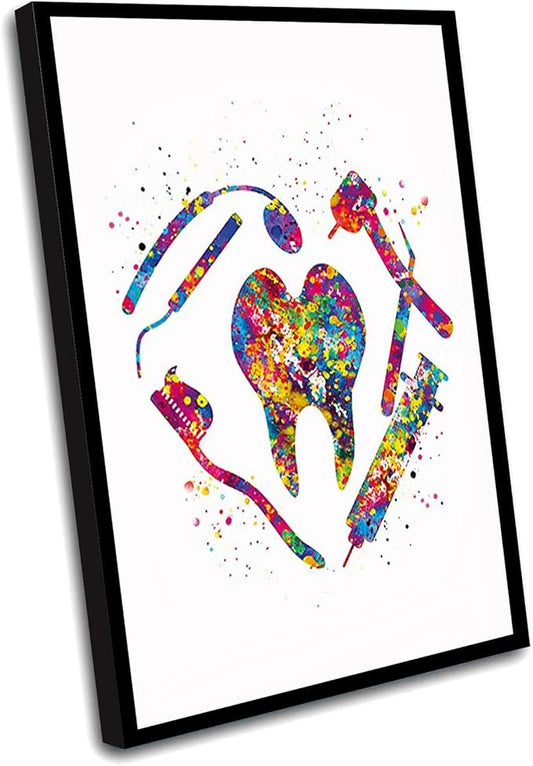 Dental Office Art,Dental Art Watercolor Print Tooth Fairy Dentist Poster Teeth Anatomy Stomatology Decor Clinic Wall Decor Medical Art Dental Office Art,8"x12"Framed Wall Art