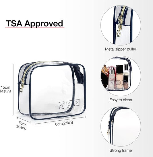 BAGSMART Toiletry Bag Hanging Travel Makeup Organizer with TSA Approved Transparent Cosmetic Bag Makeup Bag for Full Sized Toiletries, Large-Navy
