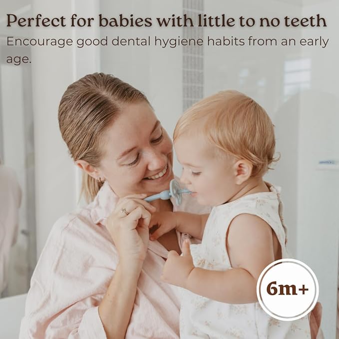 haakaa 360° Silicone Baby Toothbrush for Infants & Toddlers 6 Months+ | BPA-Free First Toothbrush with Soft Bristles & Safety Shield | Gentle Oral Care for Babies | Easy-Grip, Food-Grade Silicone