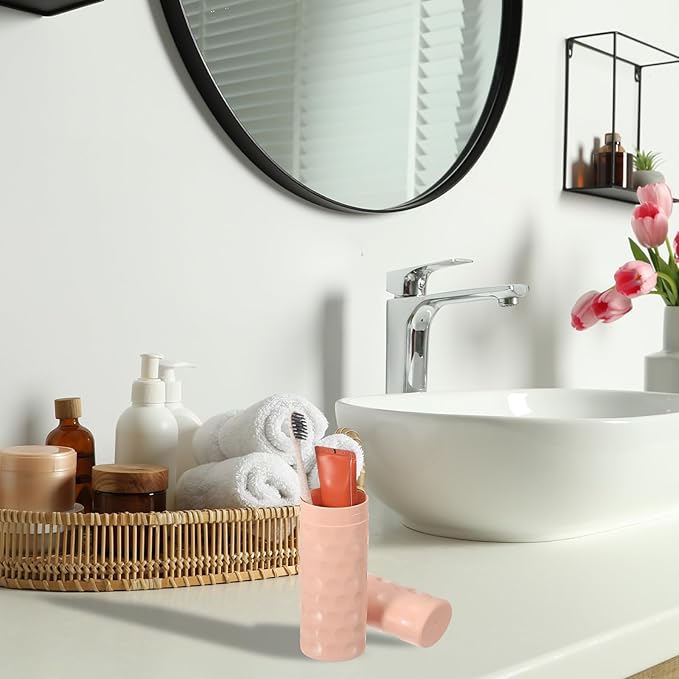 uxcell 2Pcs Travel Toothbrush Case, 8.1x1.4x1 Portable Travel Toothbrush Holder with Dot, Plastic Toothpaste Container for Bathroom, Gym, Business Trip, Camping, Sky Blue