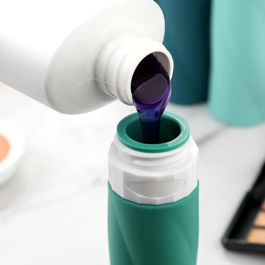 Gemice Travel Bottles - 3oz TSA Approved Containers, BPA Free, Leak Proof, Squeezable Silicone, Clear Toiletry Bag (4 Pack)