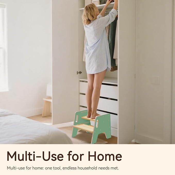 Wingyz Wooden Toddler Step Stool, Adjustable Kids Step Stool, 3-Level Height Stepstool for Bathroom Sink, Kitchen, Bedroom,Potty Training