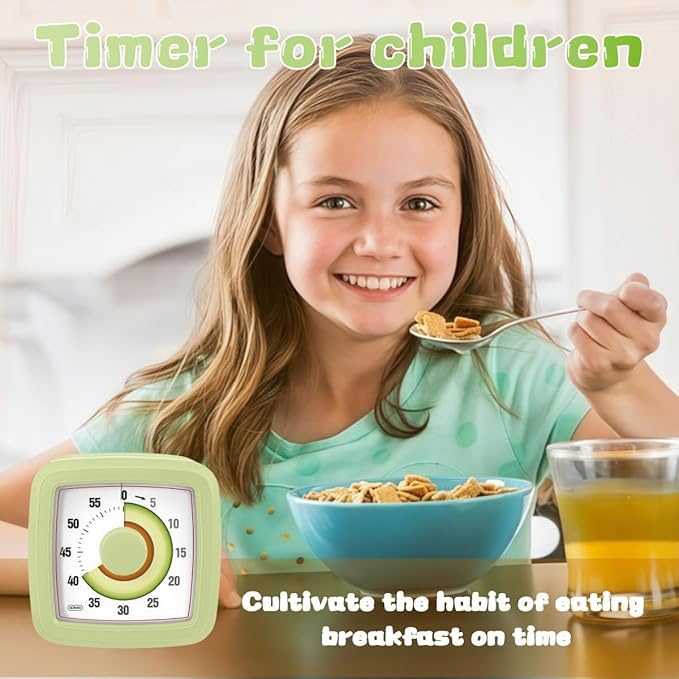 Kids Visual Timer for Kitchen,Classroom,Cooking,Learning,Bedroom,Office, 60-Minute Countdown Pomodoro Timer for Kids with Autism ADHD (Avocado Style)