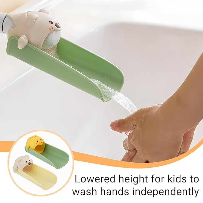 Faucet Extender for Toddlers, 2 Pack 5.4" U Shape Cartoon Kids Sink Faucet Extender for Hand Washing - Food Grade Silicone Faucet Extension for Standard & Gooseneck Faucet
