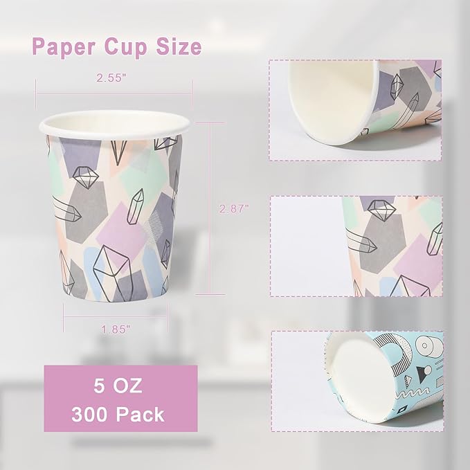 Lamosi 5 oz Paper Cups 300 Pack, Small Paper Cups, 5 oz Disposable Bathroom Cup for Mouthwash, Parties, Picnics and Barbecues