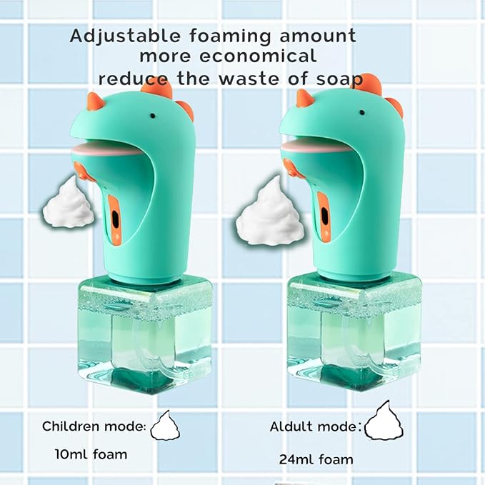 Dinosaur Automatic Soap Dispenser, Auto Foaming Touchless Hand Soap Dispenser for Kids, IPX6 Waterproof Cute Foam Sanitizer Dispenser for Bathroom Countertop, 8.7oz/250ML (Battery Type)