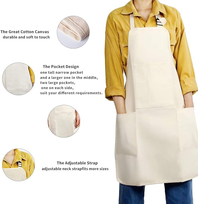 FreeNFond Kids Apron Adjustable Child Apron with 4 Pockets for Baking Painting