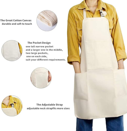 FreeNFond Kids Apron Adjustable Child Apron with 4 Pockets for Baking Painting