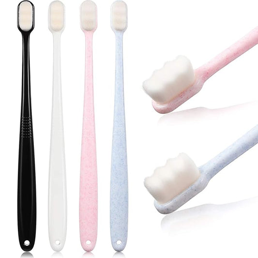 4 Pieces Extra Soft Toothbrushes for Sensitive Gums with 20000 Micro Nano Bristle for Adult Pregnant Gum Recession Elderly Braces, Protect Fragile Gums(Black, White, Pink, Blue)