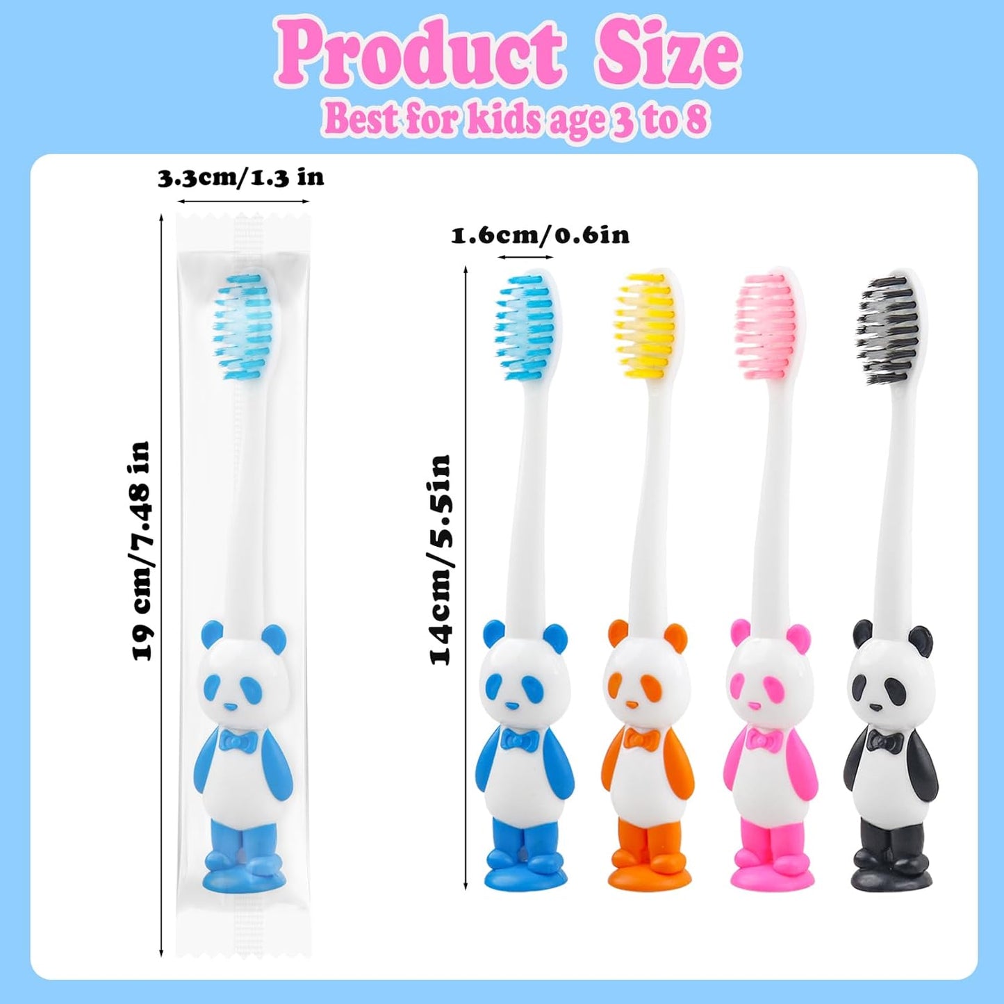 Disposable Toddler Toothbrush Kids Bulk Pack of 100,Suction Cup Bulk Children Toothbrushes for Kid Age 2+ Individually Wrapped Animal Toothbrush for Boys,Girls,for Home,School,Camp,Daycare,Travel