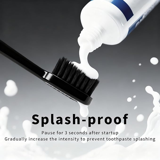 Rooman Oscillation&Vibration Sonic Electric Toothbrush for Adults, with 8 Brush Heads for Travel & Teeth Care, 20000 VPM, 3 Cleaning Modes, 2-Minute Timer, IPX7 Waterproof (Black)