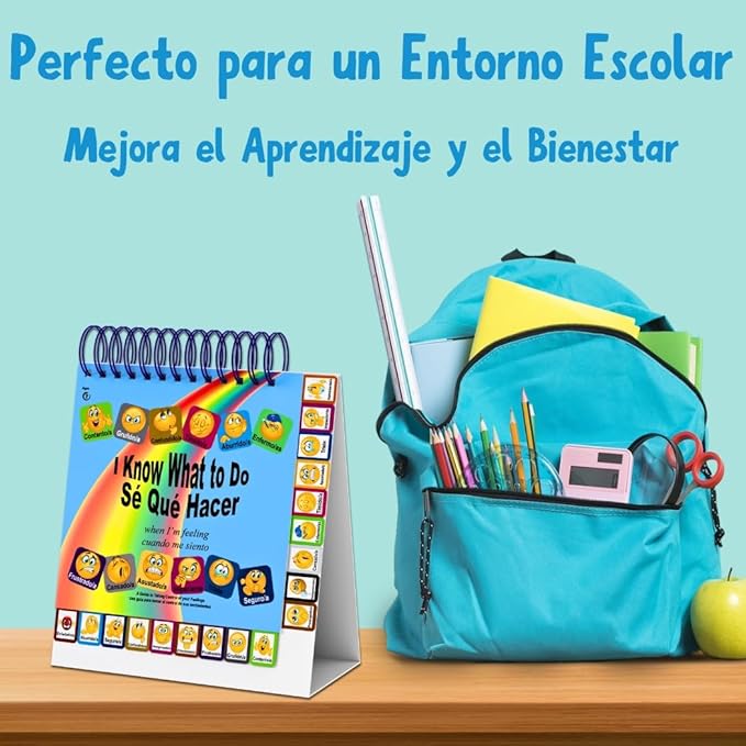 Thought-Spot I Know What to Do Flipbook (Sp/Eng) | Emotions Wheel & Feelings Chart | Emotional Regulation Tool Home, Class, or Calm Down Corner | Helps Kids Learn Coping Skills | Autism Must-Have