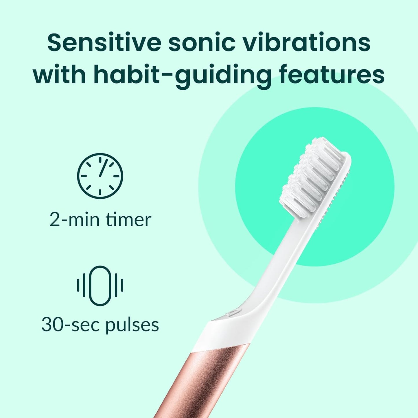 Quip Metal Sonic Electric Toothbrush for Adults - Time Travel & Soft Bristles with Travel Case & Replacement Brush Head - 3 Month Battery Life - Copper