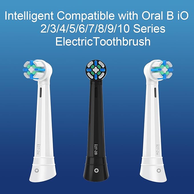 8 Pack IO Replacement Heads with Medium Soft Bristles Compatible with Oral b IO 2/3/4/5/6/7/8/9/10 Series Electric Toothbrush, Brush Heads Compatible with Oral b IO (Black/White)