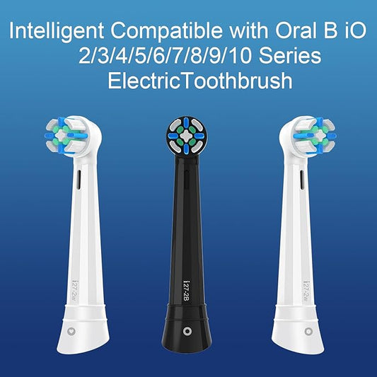 8 Pack IO Replacement Heads with Medium Soft Bristles Compatible with Oral b IO 2/3/4/5/6/7/8/9/10 Series Electric Toothbrush, Brush Heads Compatible with Oral b IO (Black/White)
