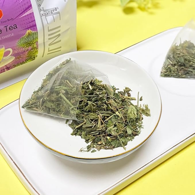 XIEJINJI Milk Thistle Tea Bags, 4.2g x 40 Count (5.9 oz), 100% Natural - No Flavoring & No Additives - Caffeine Free, Eco-Conscious Tea Bags, Resealable Bag