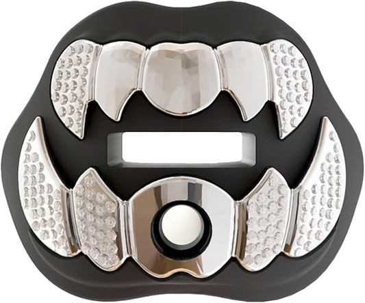 LeCool Football Mouth Guard with Connected Strap- 3D Beast Chrome Adult and Youth Mouth Guard-Mouth Piece for Sports for Maximum Air Flow and Teeth Protection