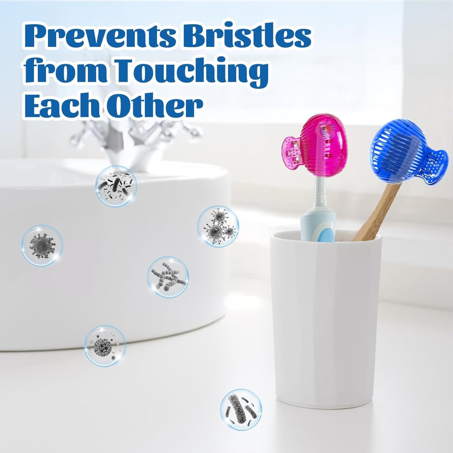 UCEC Travel Toothbrush Head Covers, Toothbrush Cover Caps Case, Tooth Brush Head Case Plastic Clip, for Household Travel, Fits Electronic and Manual Toothbrushes, 6 Packs