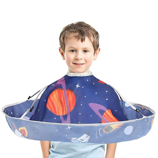 FEBSNOW Kids Hair Cutting Cape, Cartoon Prints Adjustable Haircut Cape Umbrella for Kids Adults Home Salon Barber Supplies