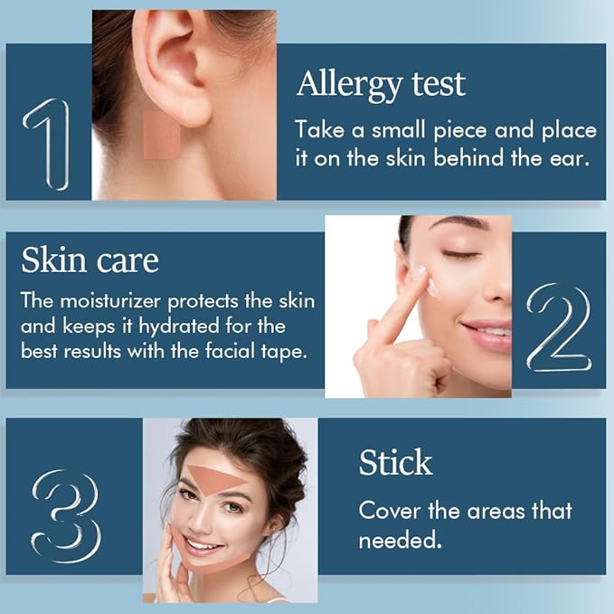 2 in 1 Face Tape, Forehead Tape for Anti Wrinkle Patches and Face Lift Tape for Full Face and Neck, Kinesiology Tape for Relaxing Facial Muscles, Hypoallergenic，5CM Wide