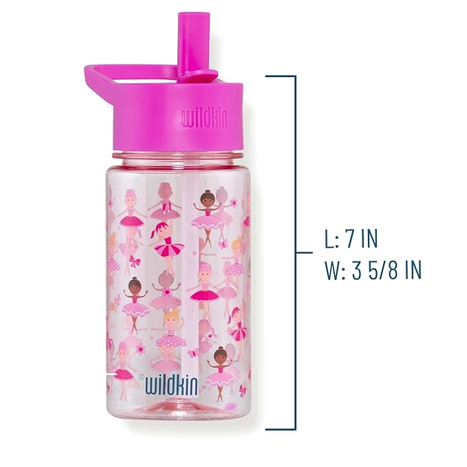 Wildkin Kids 16 Oz Water Bottle – BPA-Free Tritan, Leak-Proof Lid, Durable & Easy to Clean - Ballerina