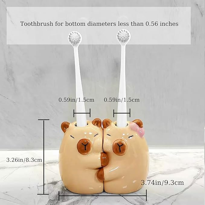 Ceramic Toothbrush Holder for Bathroom, Cute Capybara Shape Tooth Brush Holders for Bathroom Countertop Home Office Table Decor
