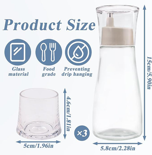 3 Pieces 5.07 Oz/150 ML Glass Mouthwash Dispenser for Bathroom, Refillable Mouth Wash Dispensers with Lid Cup, Small Clear Mouthwash Container Bottle for Kitchen Countertop (5.9" x 2.2")