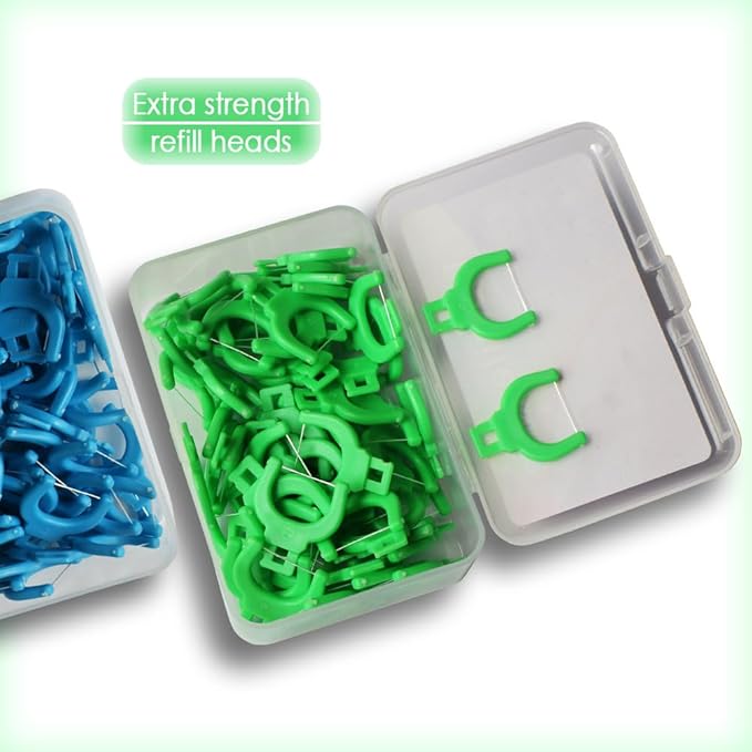 T.Smile Kids Evolutionary Clean Dental Flosser Kit, Child-Sized Handle & Refills, Fluoride Free, for Ages 3+, (Red Handle + 120 Biodegradable Refills)