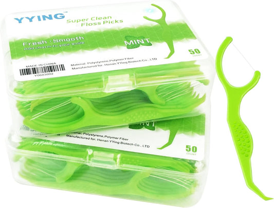 Dental Floss Picks for Teeth 100 Count Mint Tooth Picks Flossers for Adults Flossing Sticks with Portable Travel Case
