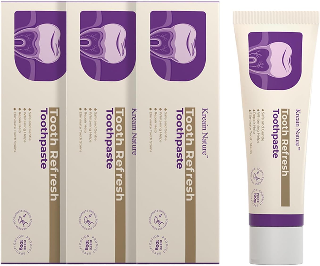 Tooth Refresh Toothpaste, Fresh Breath Formula Whitening Toothpaste, Natural Oral Care & Enamel Repair, Helps Remove Coffee, Tea & Wine Stains, Fresh Minty Gel, 3.5 Oz Tube, 3 Pack