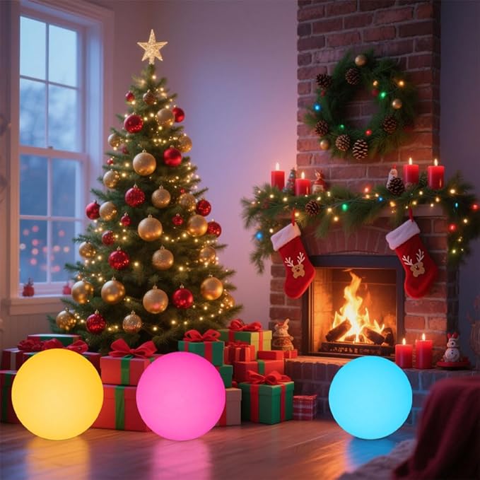 16 In Cordless LED Glowing Ball Light, LED Globe Orb Night Light w/Remote,16RGB Color Changing Waterproof Light Up Ball Rechargeable Indoor/Outdoor Mood Lamp for Nursery Garden Patio Party Bar Decor.