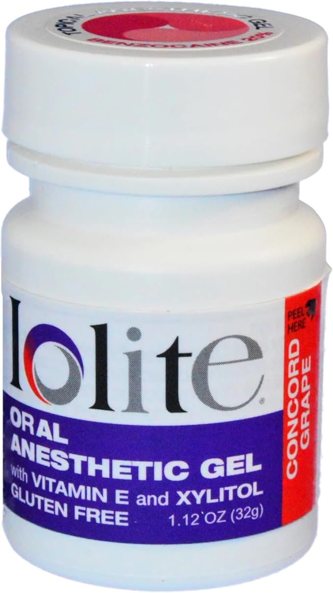 IOLITE Oral Topical Gel with Xylitol and Vitamin E - Gluten Free - Relief for Canker Soars and Dental Pains (1oz, Grape)