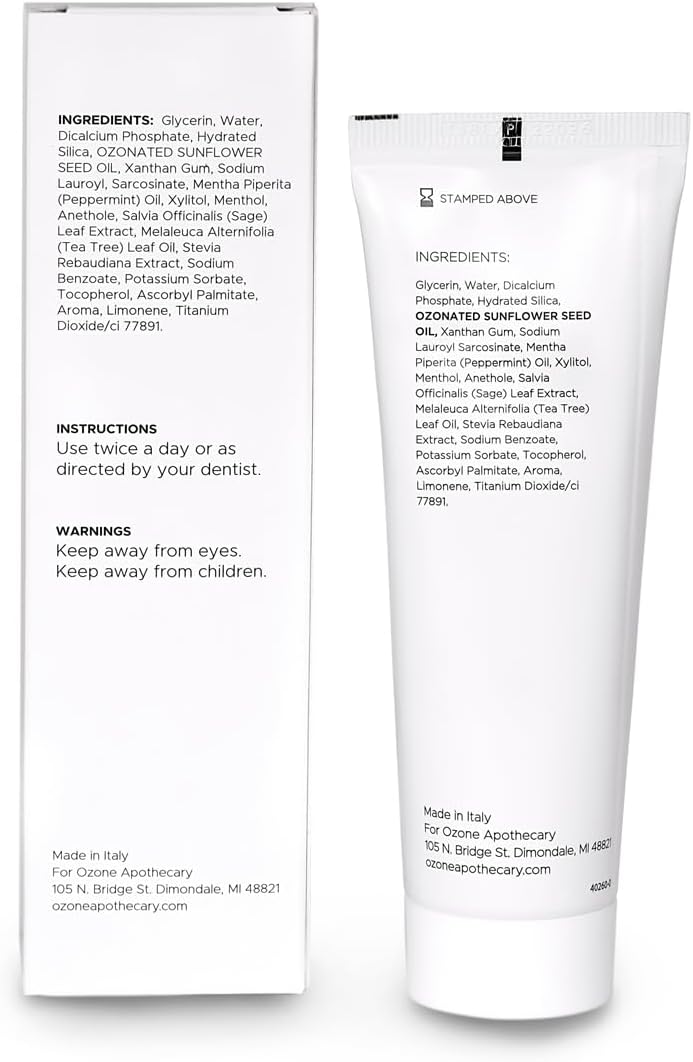 Toothpaste Ozone Oil Infused Toothpaste Flouride Free for Promoting Healthy Mouth | Ozonated Oral Care